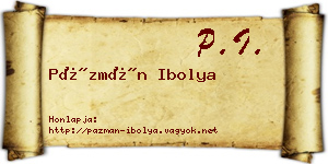 Pázmán Ibolya névjegykártya